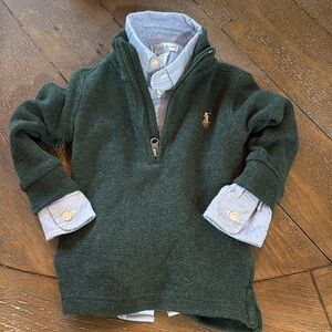 Ralph Lauren infant Size 12 months-green quarter zip and blue button down GUC